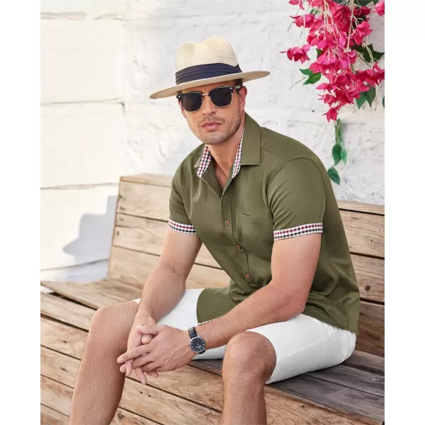 COOFANDY Men's Casual Short Sleeve Button Down Dress Shirt Denim Work Shirts