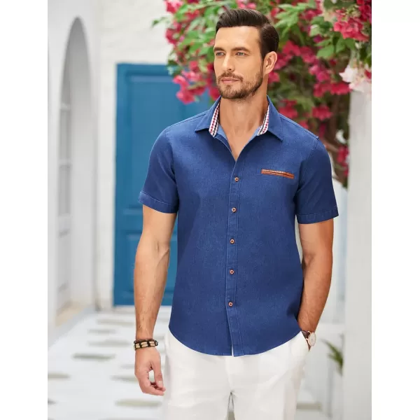 COOFANDY Men's Casual Short Sleeve Button Down Dress Shirt Denim Work Shirts