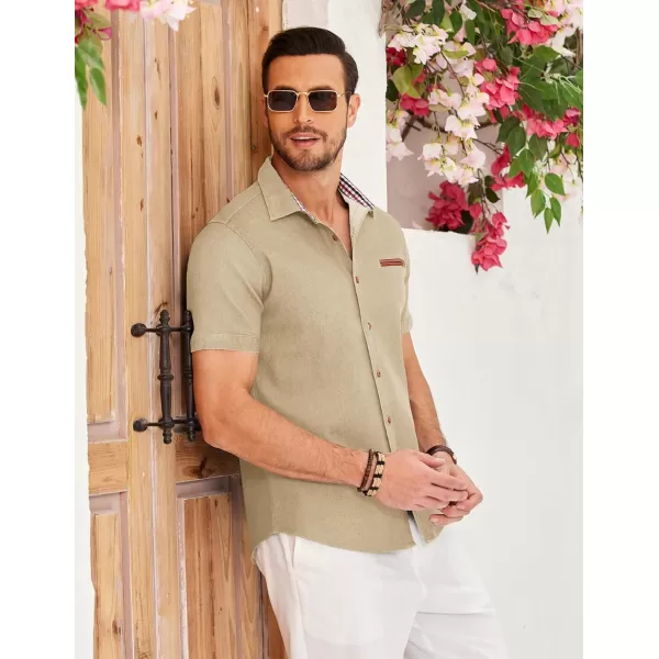 COOFANDY Men's Casual Short Sleeve Button Down Dress Shirt Denim Work Shirts