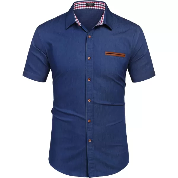 COOFANDY Men's Casual Short Sleeve Button Down Dress Shirt Denim Work Shirts