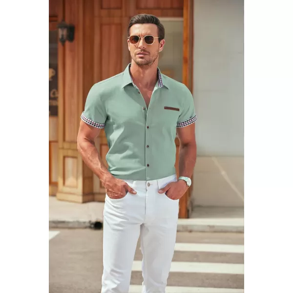 COOFANDY Men's Casual Short Sleeve Button Down Dress Shirt Denim Work Shirts