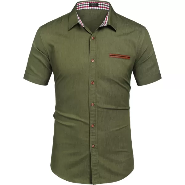 COOFANDY Men's Casual Short Sleeve Button Down Dress Shirt Denim Work Shirts