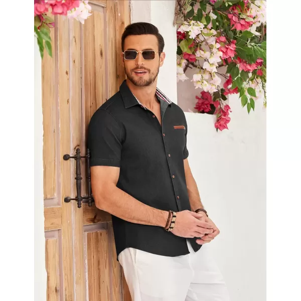 COOFANDY Men's Casual Short Sleeve Button Down Dress Shirt Denim Work Shirts