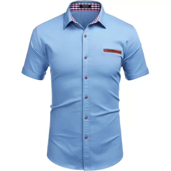 COOFANDY Men's Casual Short Sleeve Button Down Dress Shirt Denim Work Shirts