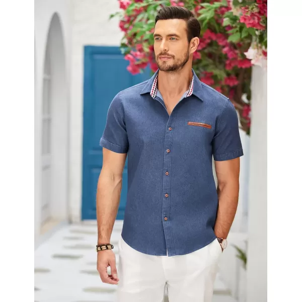 COOFANDY Men's Casual Short Sleeve Button Down Dress Shirt Denim Work Shirts