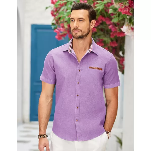 COOFANDY Men's Casual Short Sleeve Button Down Dress Shirt Denim Work Shirts