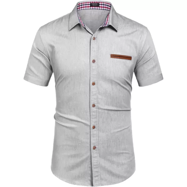 COOFANDY Men's Casual Short Sleeve Button Down Dress Shirt Denim Work Shirts