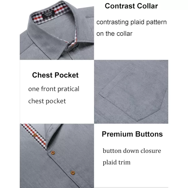 COOFANDY Men's Casual Short Sleeve Button Down Dress Shirt Denim Work Shirts