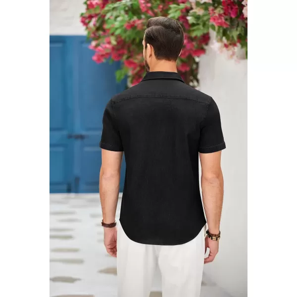 COOFANDY Men's Casual Short Sleeve Button Down Dress Shirt Denim Work Shirts