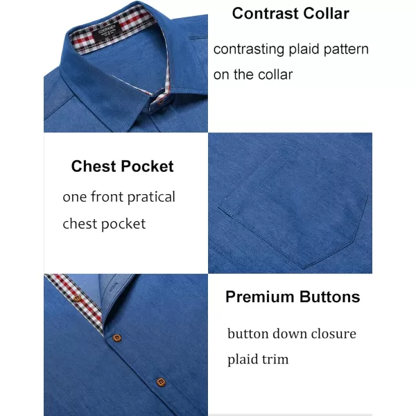COOFANDY Men's Casual Short Sleeve Button Down Dress Shirt Denim Work Shirts