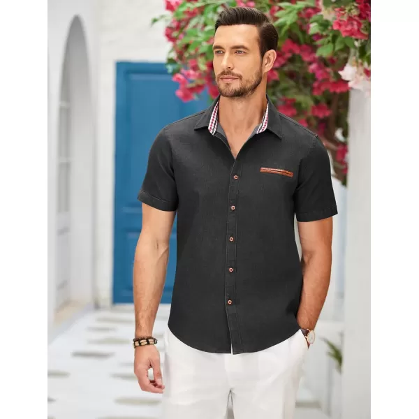 COOFANDY Men's Casual Short Sleeve Button Down Dress Shirt Denim Work Shirts