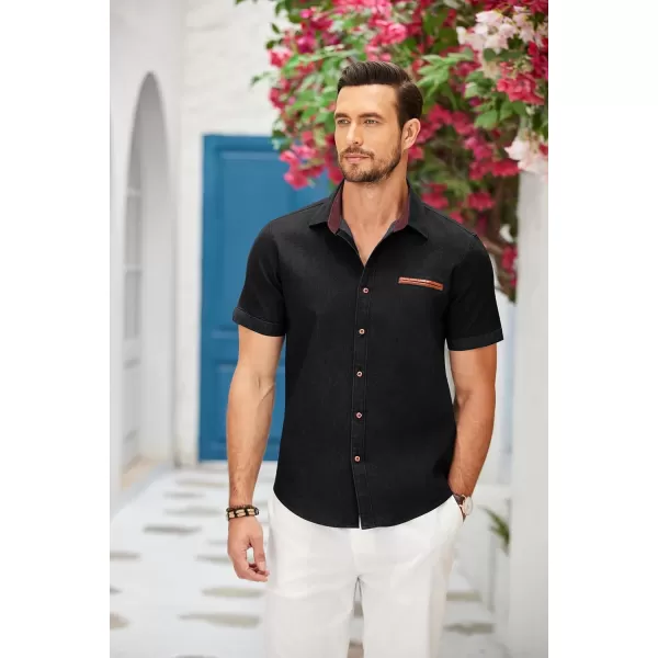 COOFANDY Men's Casual Short Sleeve Button Down Dress Shirt Denim Work Shirts