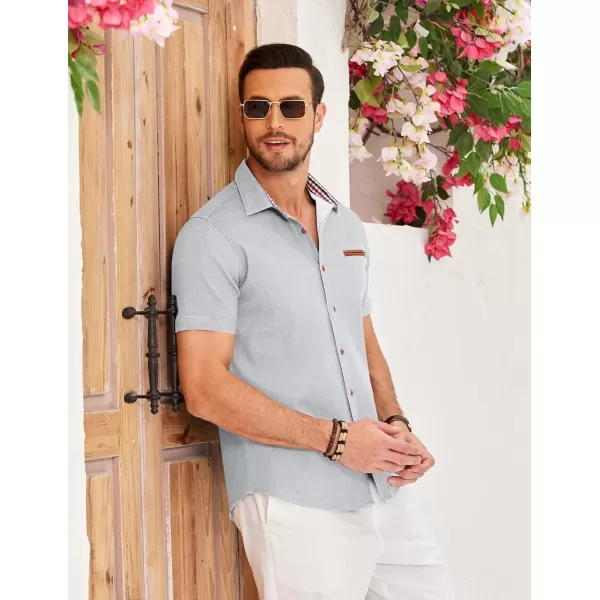 COOFANDY Men's Casual Short Sleeve Button Down Dress Shirt Denim Work Shirts