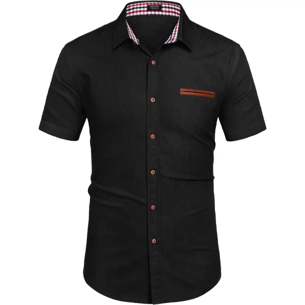 COOFANDY Men's Casual Short Sleeve Button Down Dress Shirt Denim Work Shirts