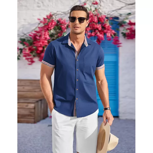 COOFANDY Men's Casual Short Sleeve Button Down Dress Shirt Denim Work Shirts