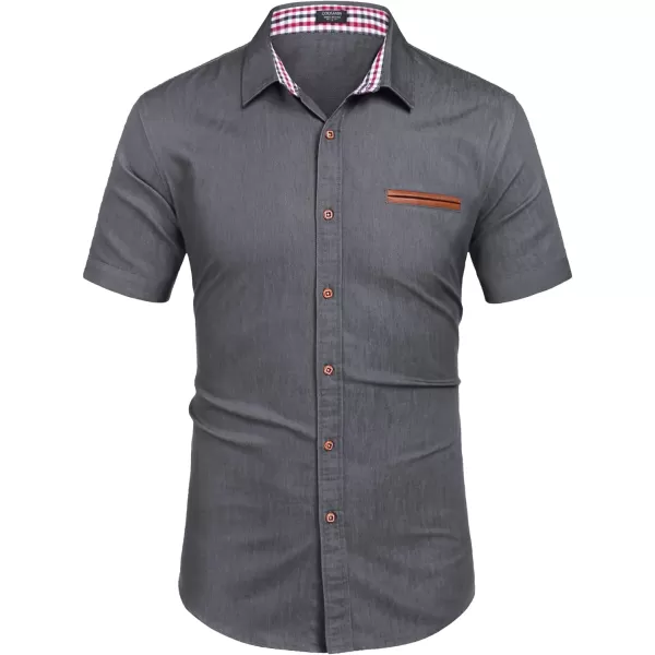 COOFANDY Men's Casual Short Sleeve Button Down Dress Shirt Denim Work Shirts
