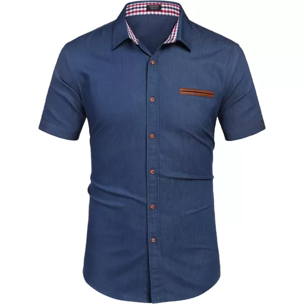 COOFANDY Men's Casual Short Sleeve Button Down Dress Shirt Denim Work Shirts