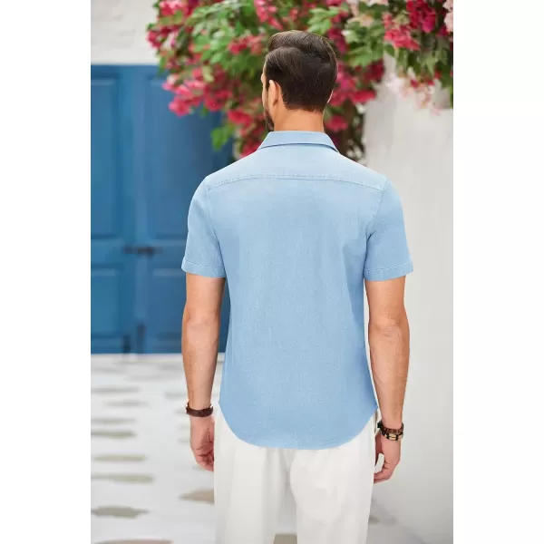 COOFANDY Men's Casual Short Sleeve Button Down Dress Shirt Denim Work Shirts