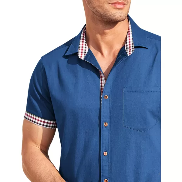 COOFANDY Men's Casual Short Sleeve Button Down Dress Shirt Denim Work Shirts