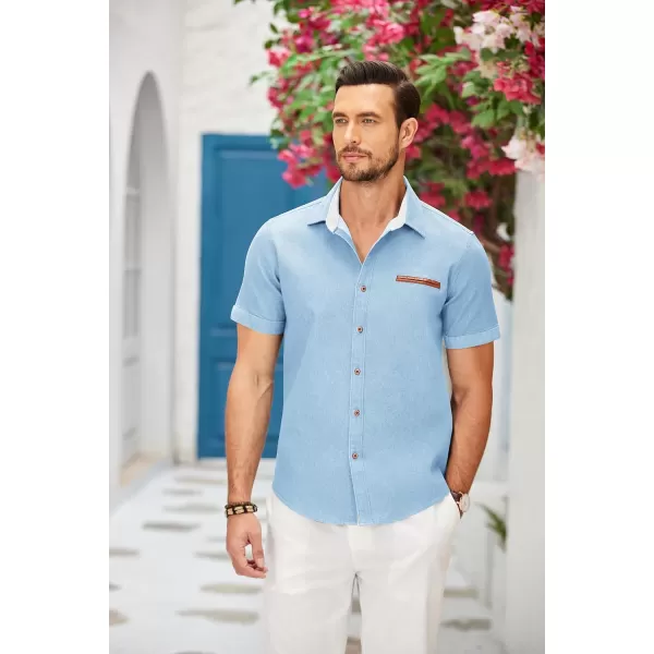 COOFANDY Men's Casual Short Sleeve Button Down Dress Shirt Denim Work Shirts