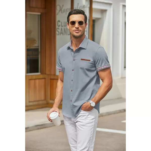 COOFANDY Men's Casual Short Sleeve Button Down Dress Shirt Denim Work Shirts