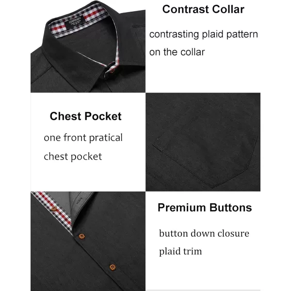 COOFANDY Men's Casual Short Sleeve Button Down Dress Shirt Denim Work Shirts
