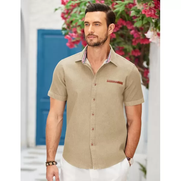 COOFANDY Men's Casual Short Sleeve Button Down Dress Shirt Denim Work Shirts