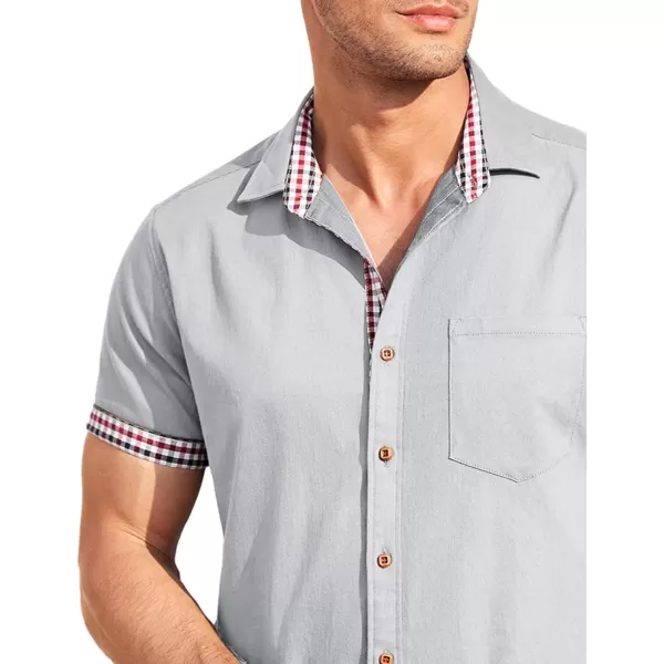 COOFANDY Men's Casual Short Sleeve Button Down Dress Shirt Denim Work Shirts