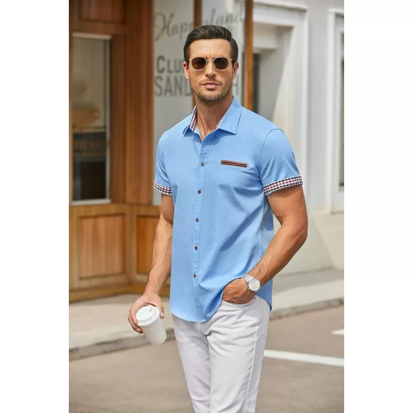 COOFANDY Men's Casual Short Sleeve Button Down Dress Shirt Denim Work Shirts
