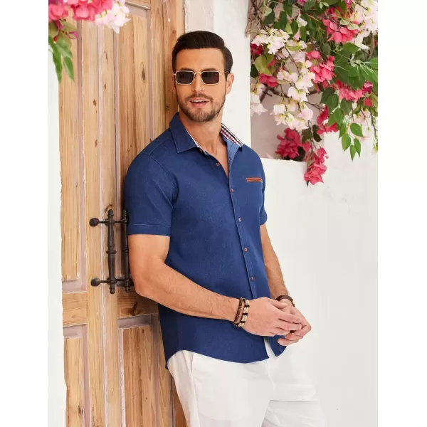 COOFANDY Men's Casual Short Sleeve Button Down Dress Shirt Denim Work Shirts
