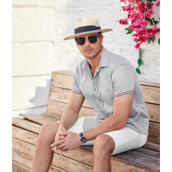 COOFANDY Men's Casual Short Sleeve Button Down Dress Shirt Denim Work Shirts