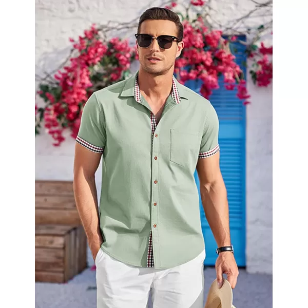 COOFANDY Men's Casual Short Sleeve Button Down Dress Shirt Denim Work Shirts