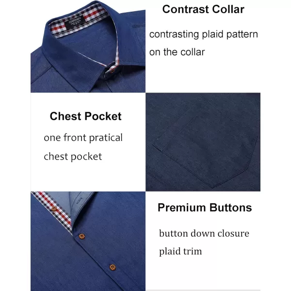 COOFANDY Men's Casual Short Sleeve Button Down Dress Shirt Denim Work Shirts