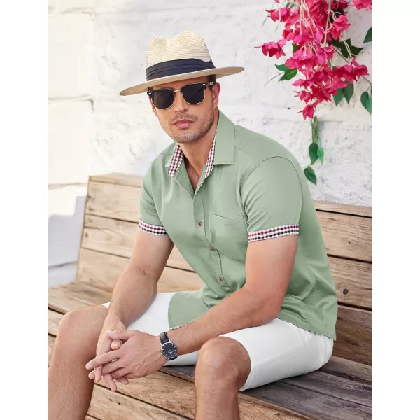 COOFANDY Men's Casual Short Sleeve Button Down Dress Shirt Denim Work Shirts