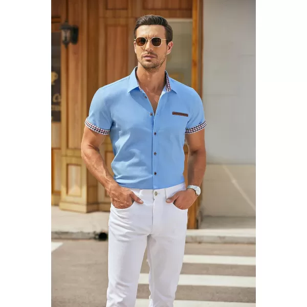 COOFANDY Men's Casual Short Sleeve Button Down Dress Shirt Denim Work Shirts