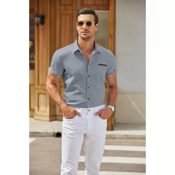 COOFANDY Men's Casual Short Sleeve Button Down Dress Shirt Denim Work Shirts