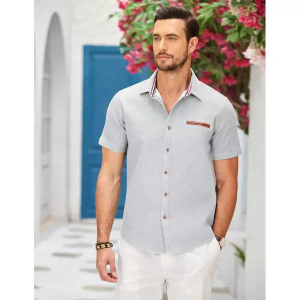 COOFANDY Men's Casual Short Sleeve Button Down Dress Shirt Denim Work Shirts