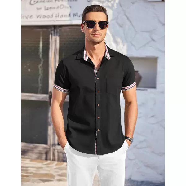 COOFANDY Men's Casual Short Sleeve Button Down Dress Shirt Denim Work Shirts