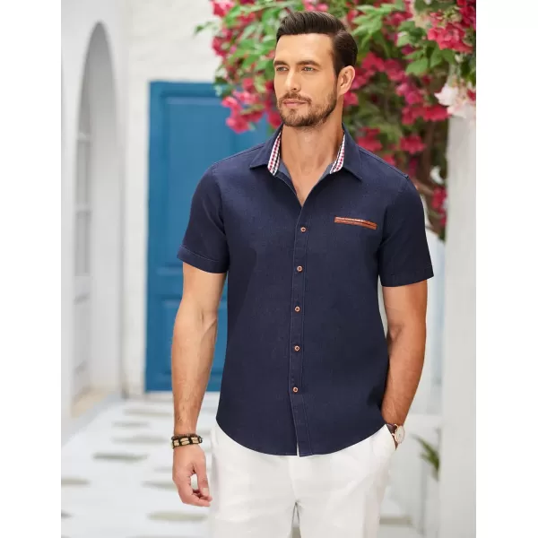 COOFANDY Men's Casual Short Sleeve Button Down Dress Shirt Denim Work Shirts