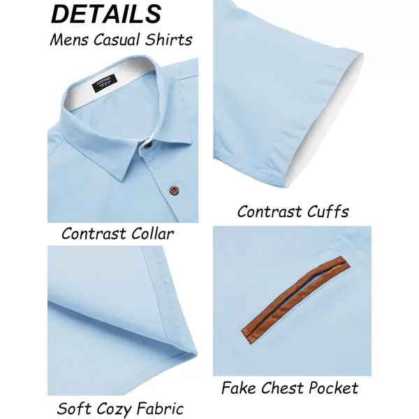 COOFANDY Men's Casual Short Sleeve Button Down Dress Shirt Denim Work Shirts