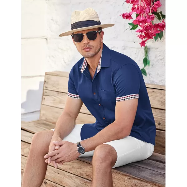 COOFANDY Men's Casual Short Sleeve Button Down Dress Shirt Denim Work Shirts