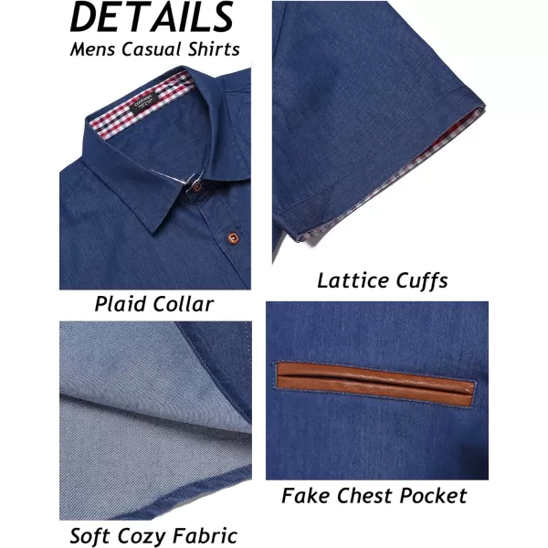 COOFANDY Men's Casual Short Sleeve Button Down Dress Shirt Denim Work Shirts