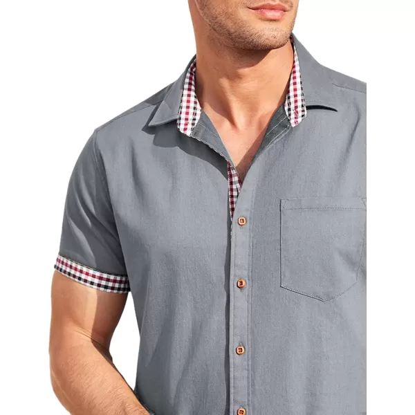 COOFANDY Men's Casual Short Sleeve Button Down Dress Shirt Denim Work Shirts