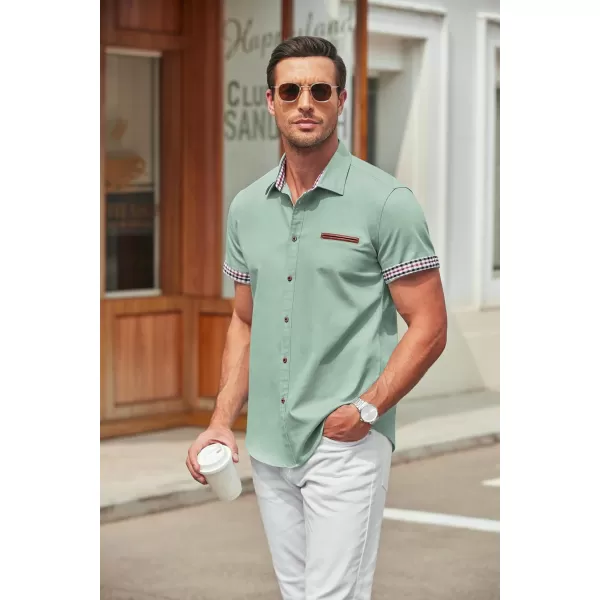 COOFANDY Men's Casual Short Sleeve Button Down Dress Shirt Denim Work Shirts