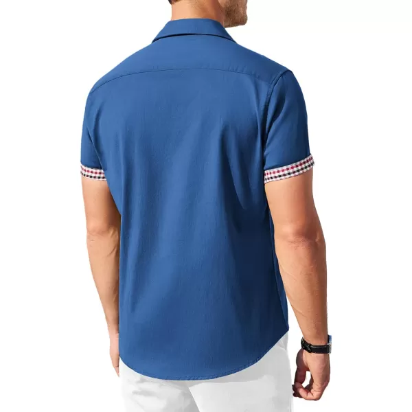 COOFANDY Men's Casual Short Sleeve Button Down Dress Shirt Denim Work Shirts