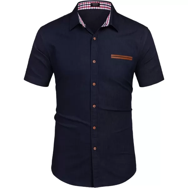 COOFANDY Men's Casual Short Sleeve Button Down Dress Shirt Denim Work Shirts
