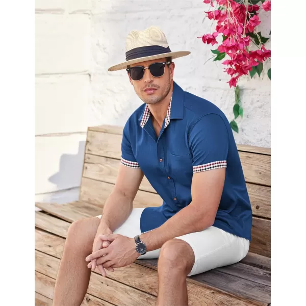 COOFANDY Men's Casual Short Sleeve Button Down Dress Shirt Denim Work Shirts