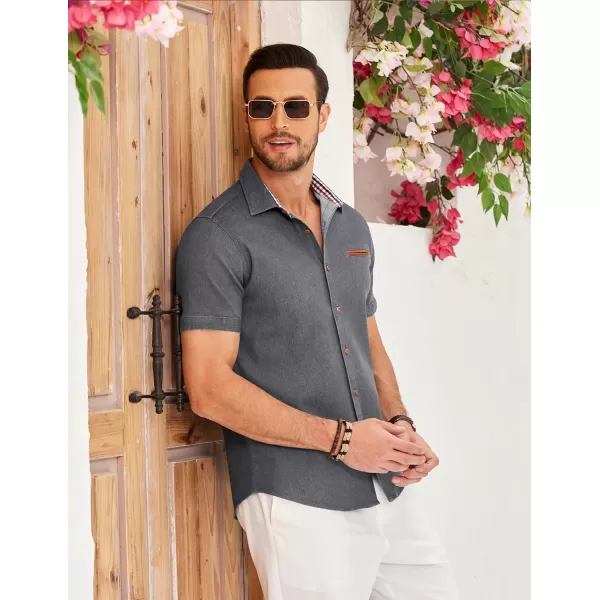COOFANDY Men's Casual Short Sleeve Button Down Dress Shirt Denim Work Shirts