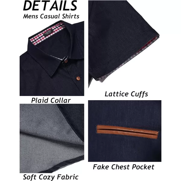 COOFANDY Men's Casual Short Sleeve Button Down Dress Shirt Denim Work Shirts