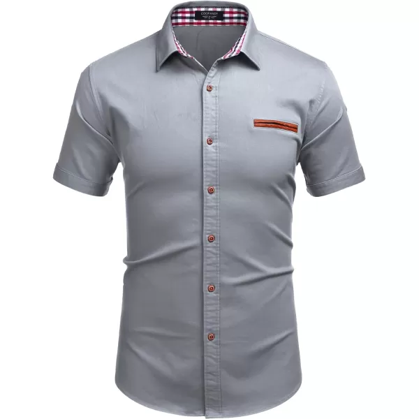 COOFANDY Men's Casual Short Sleeve Button Down Dress Shirt Denim Work Shirts